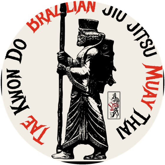 Hou Man Do academy seal — a Persian Immortal soldier encircled by Taekwondo, Brazilian Jiu-Jitsu and Muay Thai